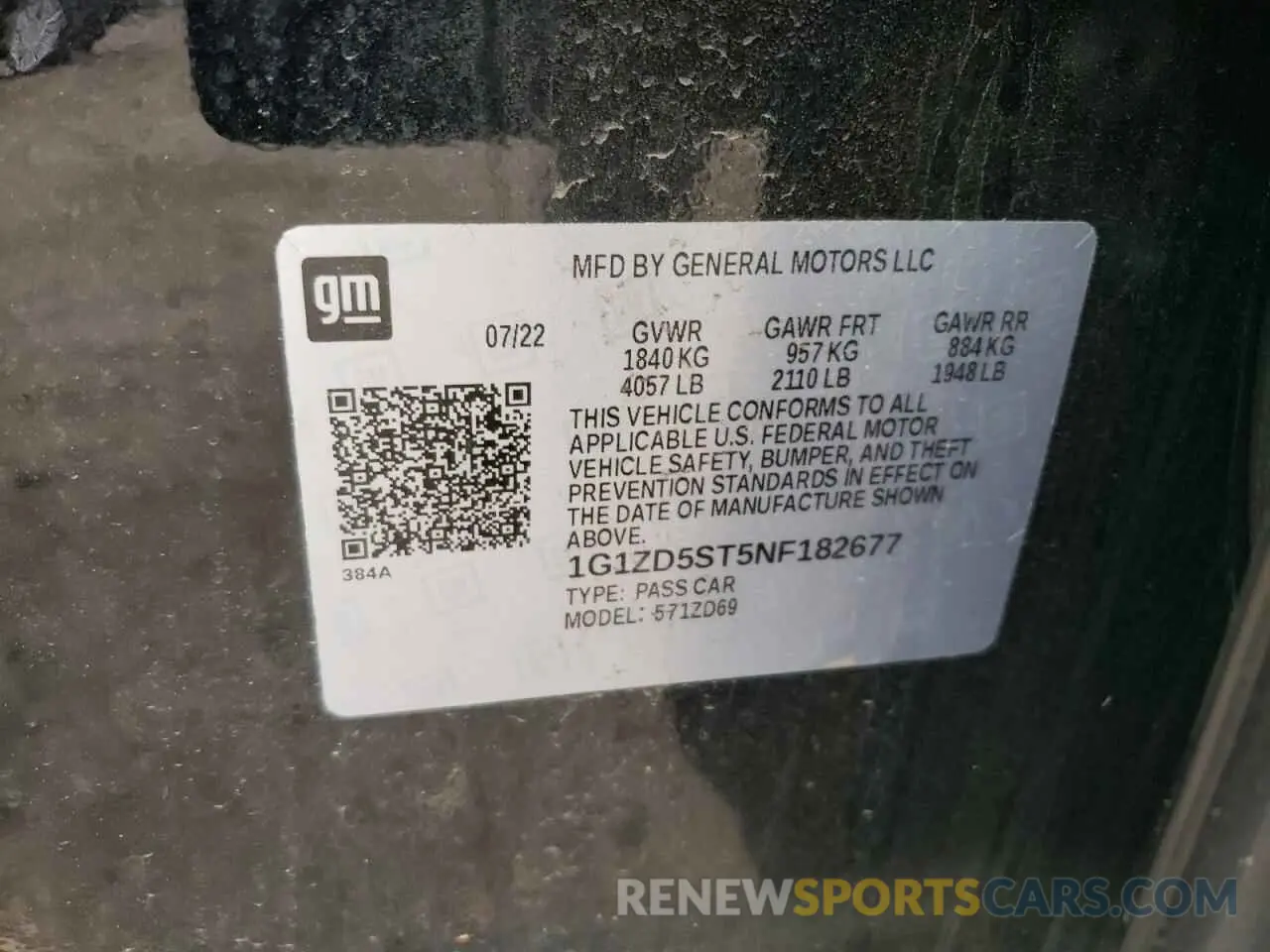 12 fotografías del automóvil dañado 1G1ZD5ST5NF182677 CHEVROLET MALIBU 2022