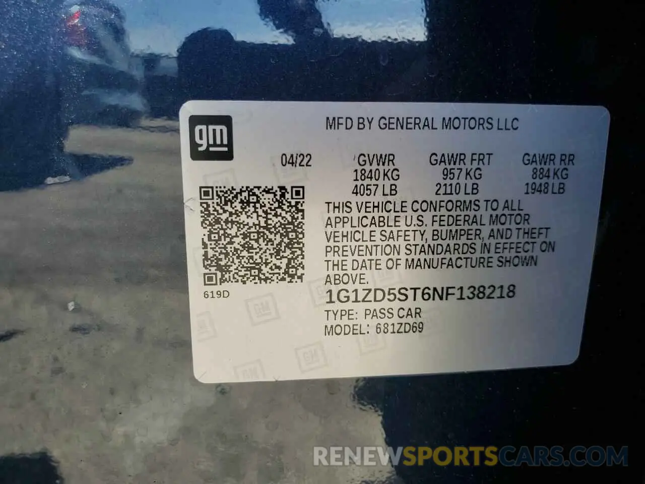 12 fotografías del automóvil dañado 1G1ZD5ST6NF138218 CHEVROLET MALIBU 2022