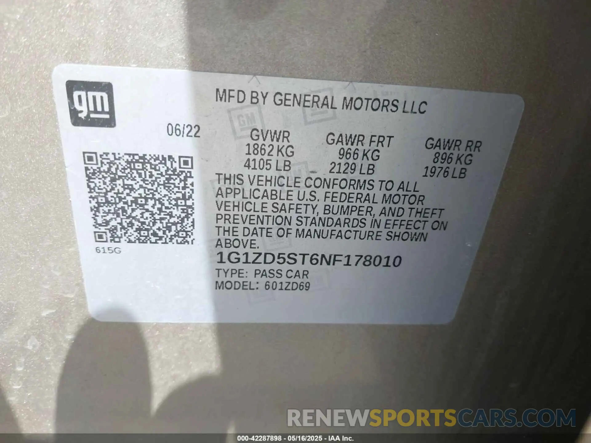 9 fotografías del automóvil dañado 1G1ZD5ST6NF178010 CHEVROLET MALIBU 2022