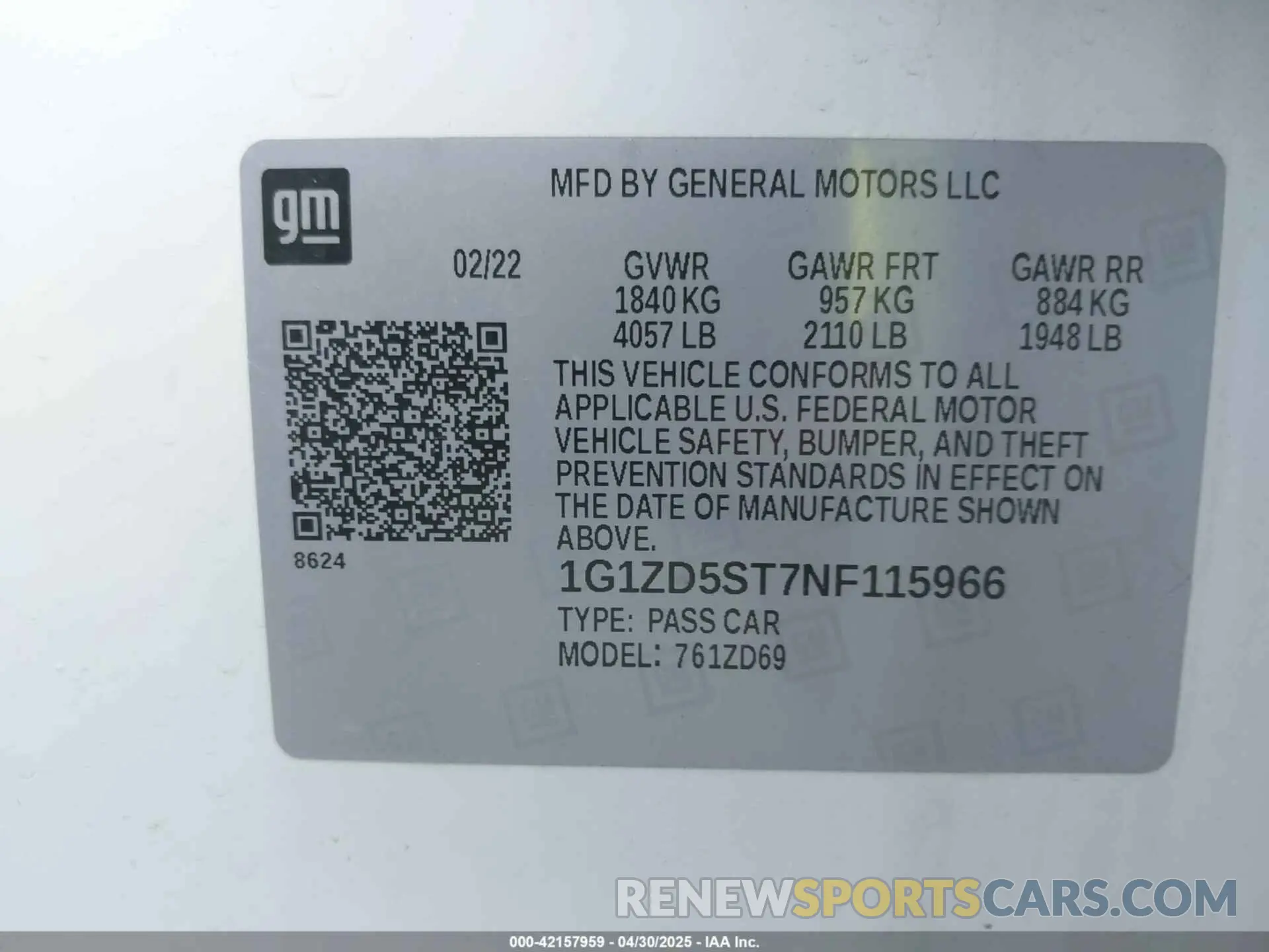 9 fotografías del automóvil dañado 1G1ZD5ST7NF115966 CHEVROLET MALIBU 2022