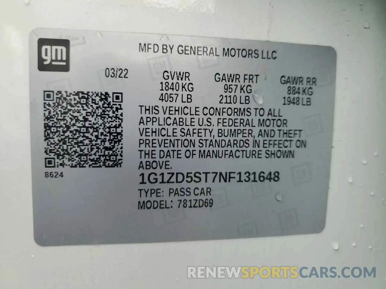12 fotografías del automóvil dañado 1G1ZD5ST7NF131648 CHEVROLET MALIBU 2022