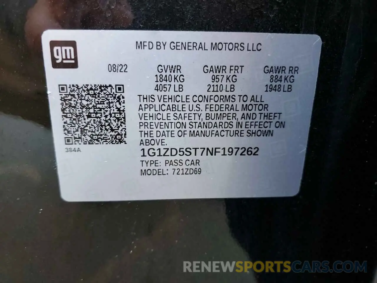 12 fotografías del automóvil dañado 1G1ZD5ST7NF197262 CHEVROLET MALIBU 2022