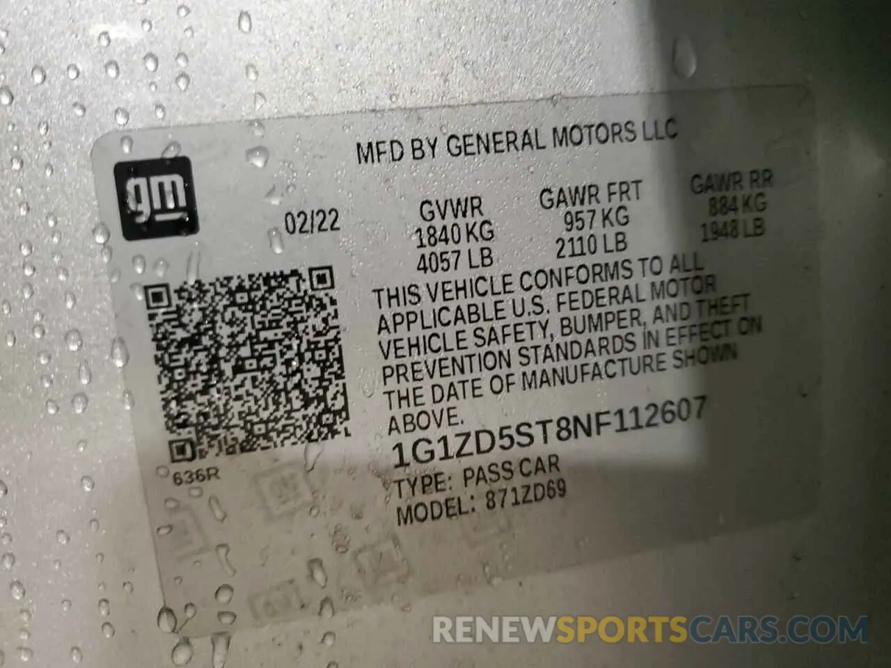 12 fotografías del automóvil dañado 1G1ZD5ST8NF112607 CHEVROLET MALIBU 2022