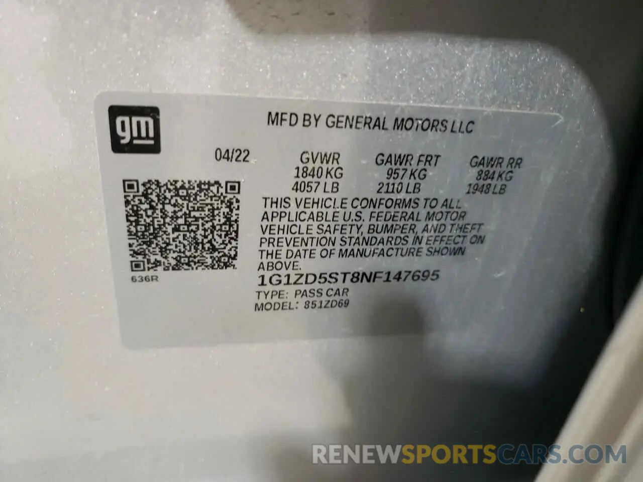 12 fotografías del automóvil dañado 1G1ZD5ST8NF147695 CHEVROLET MALIBU 2022