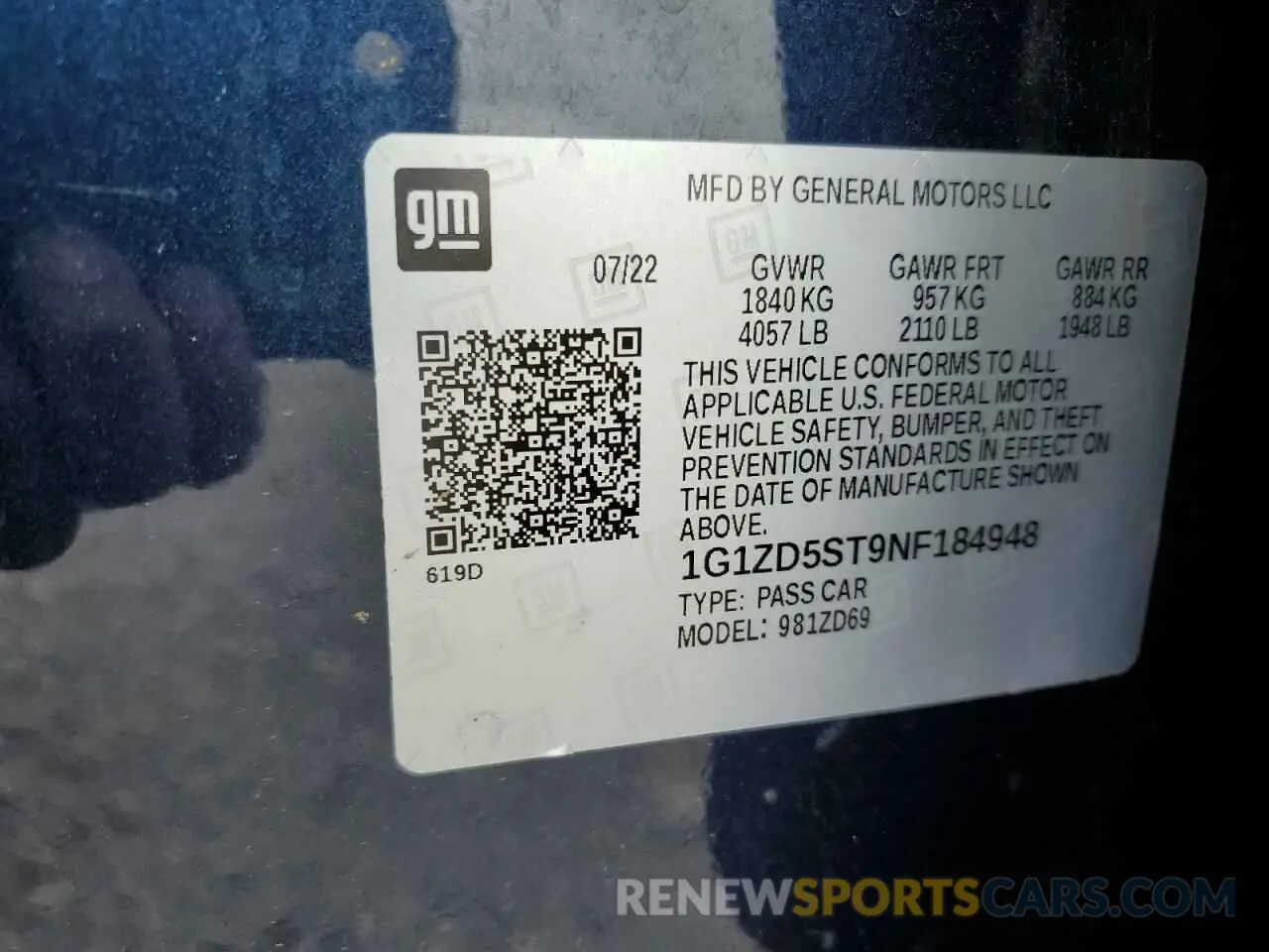 12 fotografías del automóvil dañado 1G1ZD5ST9NF184948 CHEVROLET MALIBU 2022