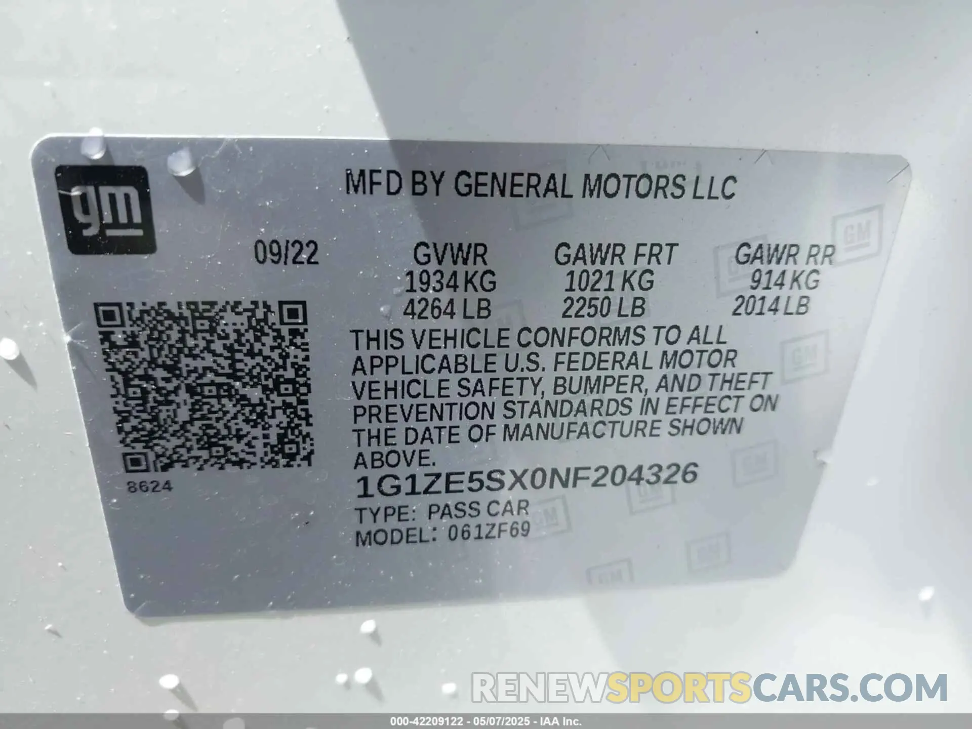 9 fotografías del automóvil dañado 1G1ZE5SX0NF204326 CHEVROLET MALIBU 2022