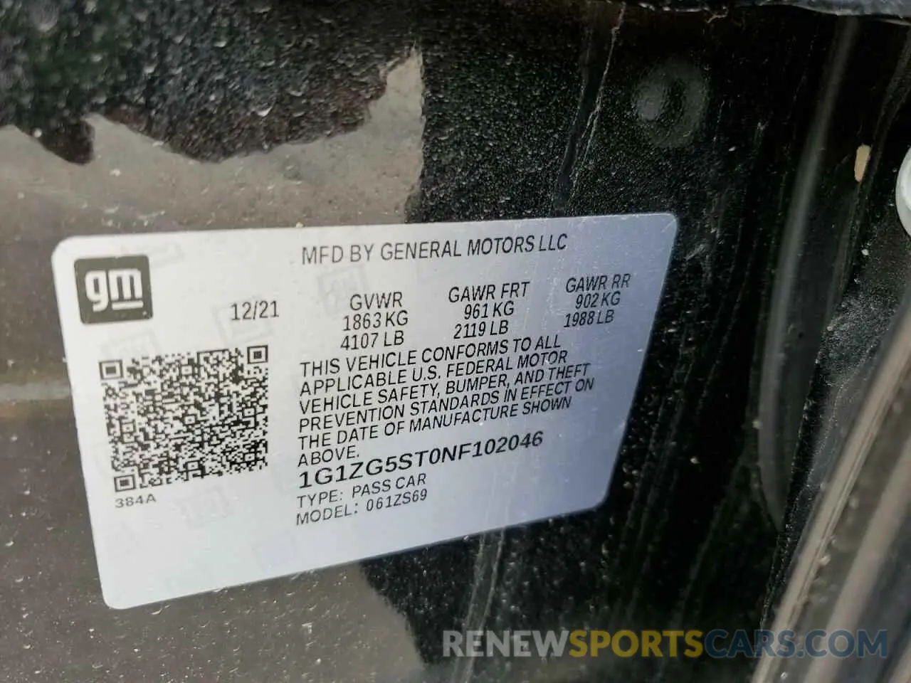 12 fotografías del automóvil dañado 1G1ZG5ST0NF102046 CHEVROLET MALIBU 2022