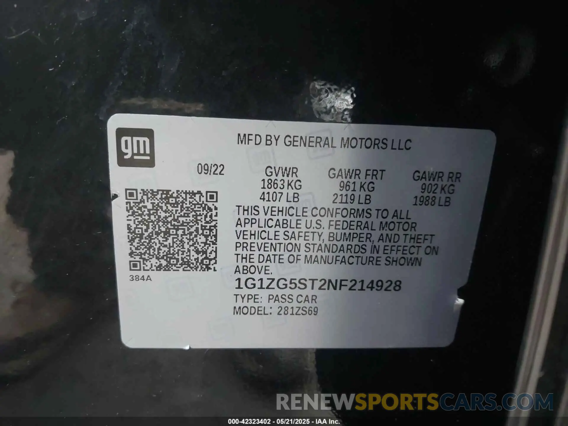 9 fotografías del automóvil dañado 1G1ZG5ST2NF214928 CHEVROLET MALIBU 2022