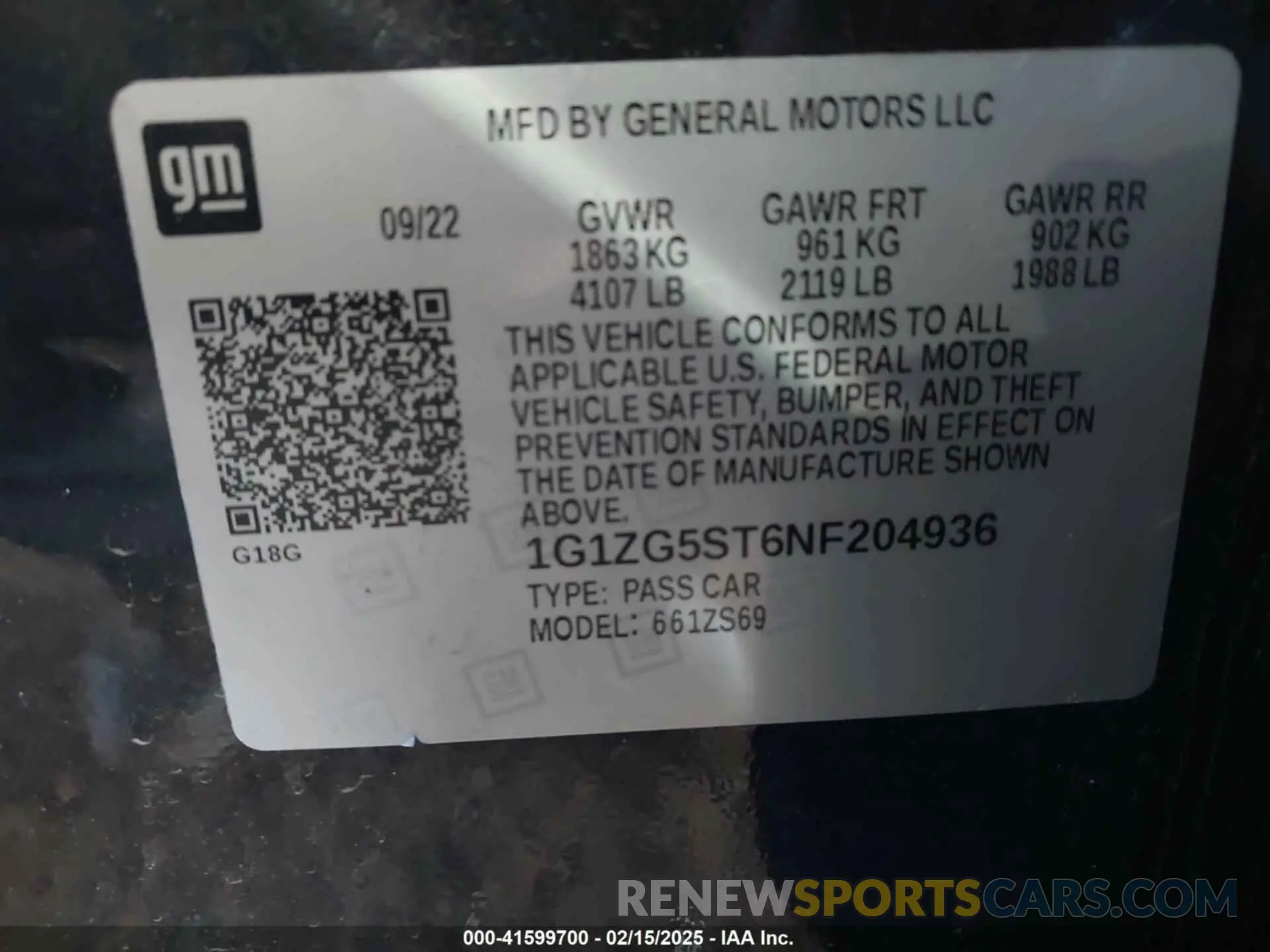 9 fotografías del automóvil dañado 1G1ZG5ST6NF204936 CHEVROLET MALIBU 2022