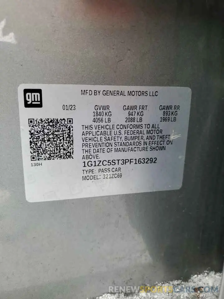 12 fotografías del automóvil dañado 1G1ZC5ST3PF163292 CHEVROLET MALIBU 2023
