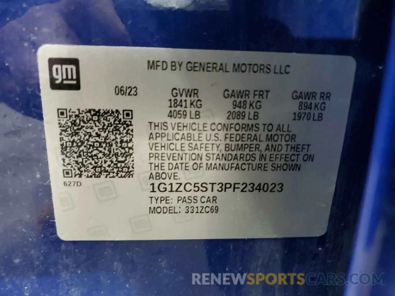 12 fotografías del automóvil dañado 1G1ZC5ST3PF234023 CHEVROLET MALIBU 2023