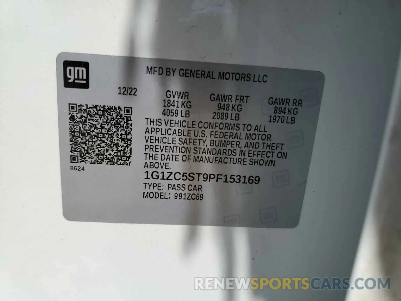 12 fotografías del automóvil dañado 1G1ZC5ST9PF153169 CHEVROLET MALIBU 2023