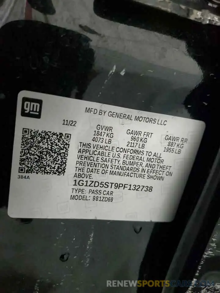 13 fotografías del automóvil dañado 1G1ZD5ST9PF132738 CHEVROLET MALIBU 2023