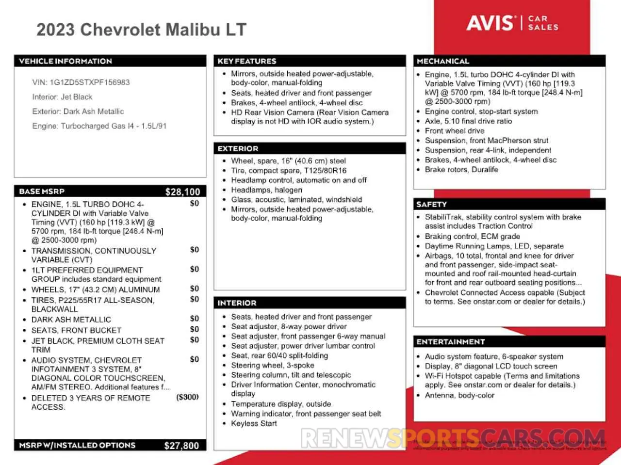 12 fotografías del automóvil dañado 1G1ZD5STXPF156983 CHEVROLET MALIBU 2023