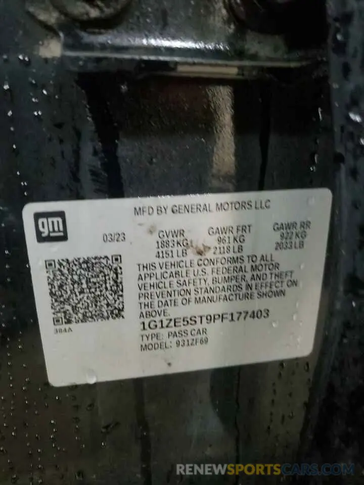 14 fotografías del automóvil dañado 1G1ZE5ST9PF177403 CHEVROLET MALIBU 2023
