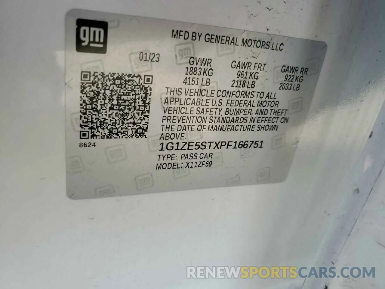 12 fotografías del automóvil dañado 1G1ZE5STXPF166751 CHEVROLET MALIBU 2023