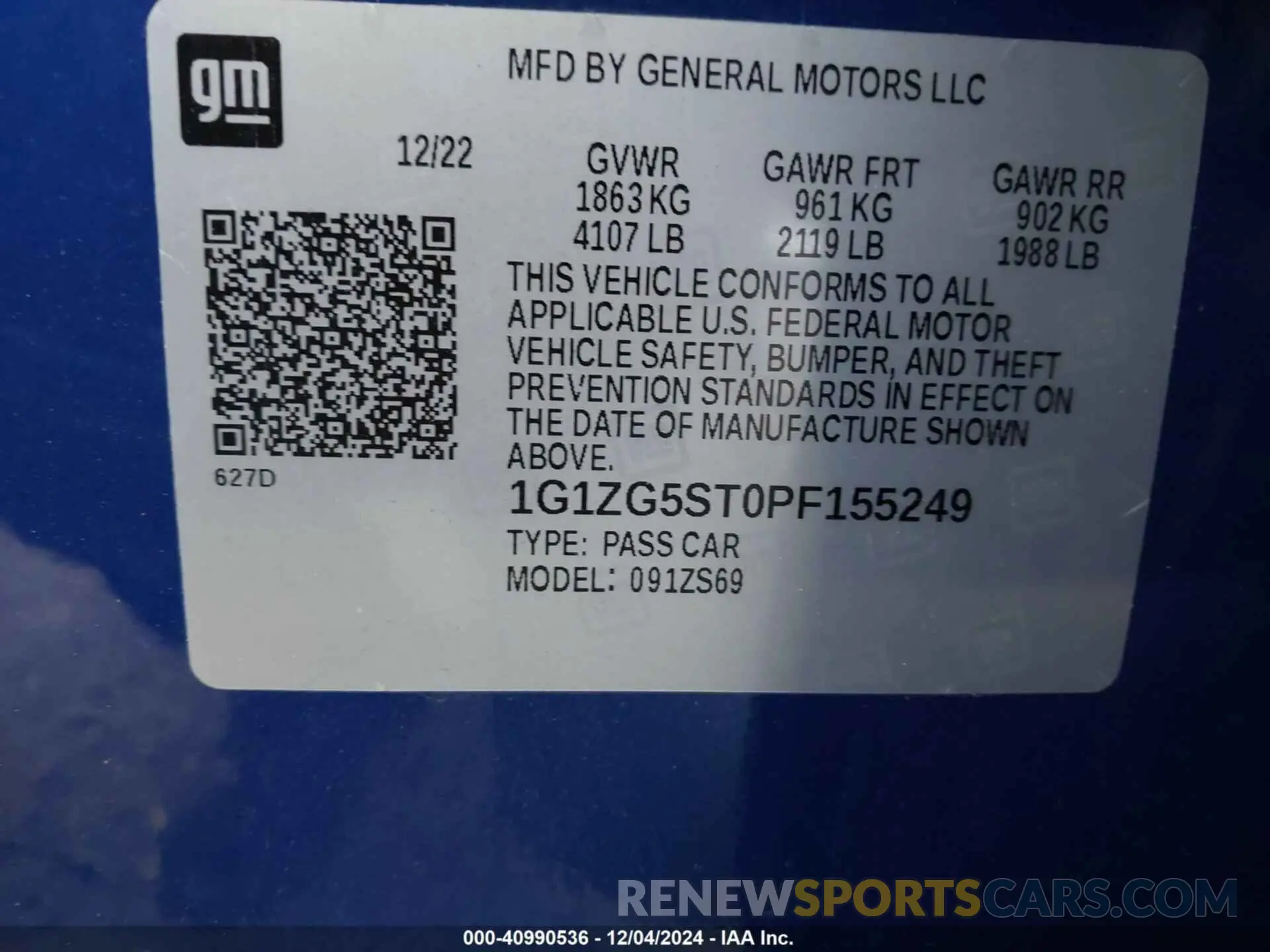 9 fotografías del automóvil dañado 1G1ZG5ST0PF155249 CHEVROLET MALIBU 2023