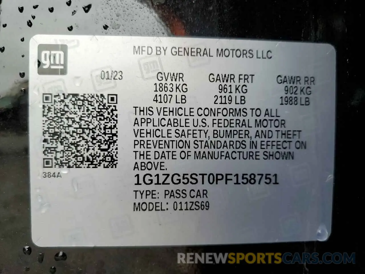 12 fotografías del automóvil dañado 1G1ZG5ST0PF158751 CHEVROLET MALIBU 2023