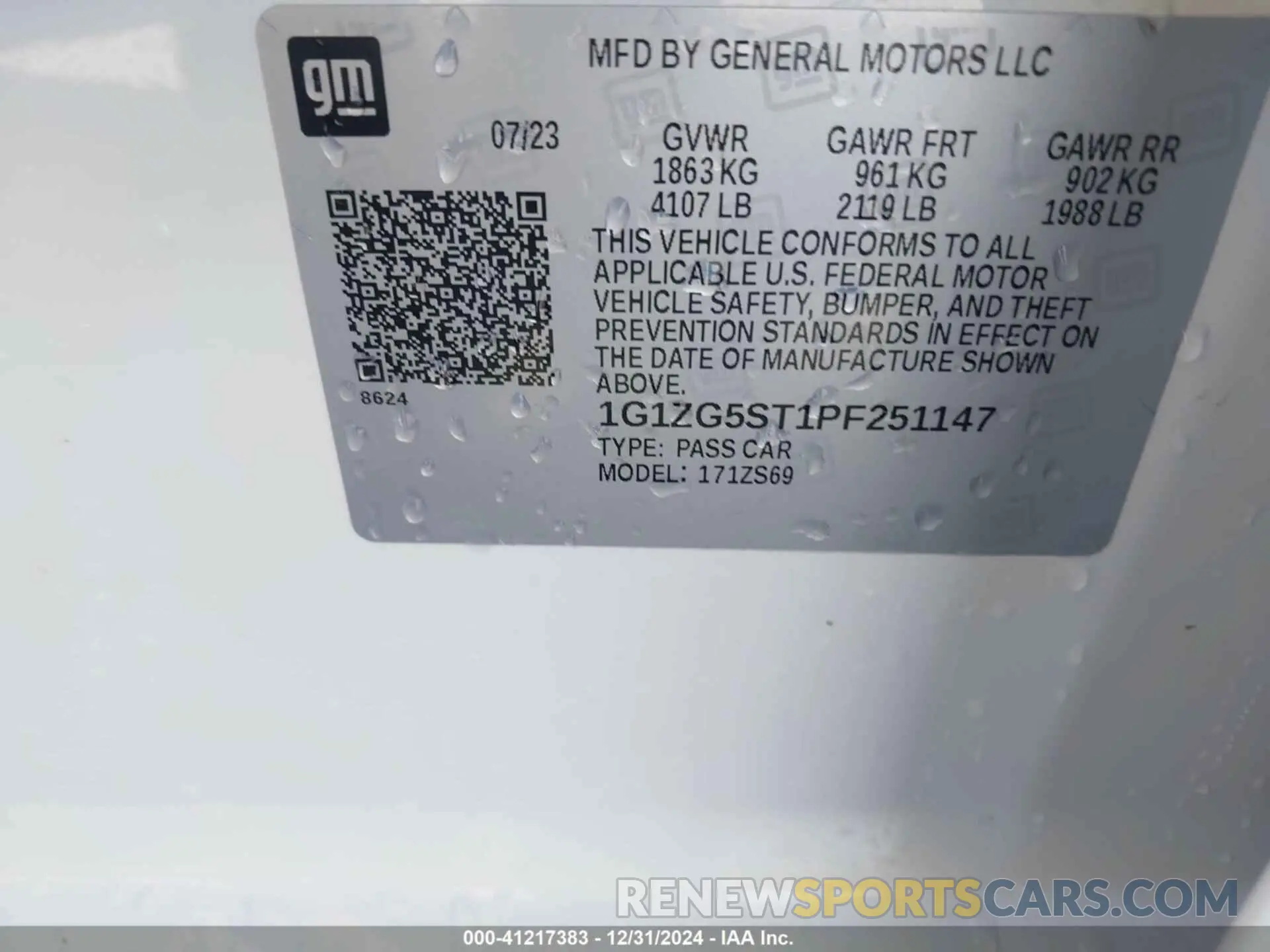 9 fotografías del automóvil dañado 1G1ZG5ST1PF251147 CHEVROLET MALIBU 2023