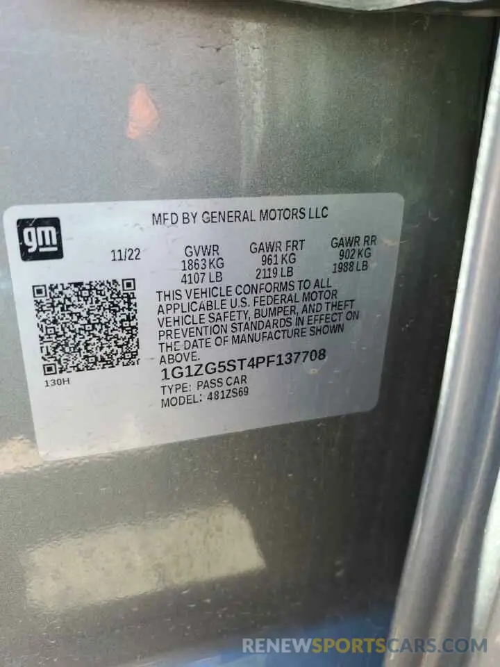 12 fotografías del automóvil dañado 1G1ZG5ST4PF137708 CHEVROLET MALIBU 2023
