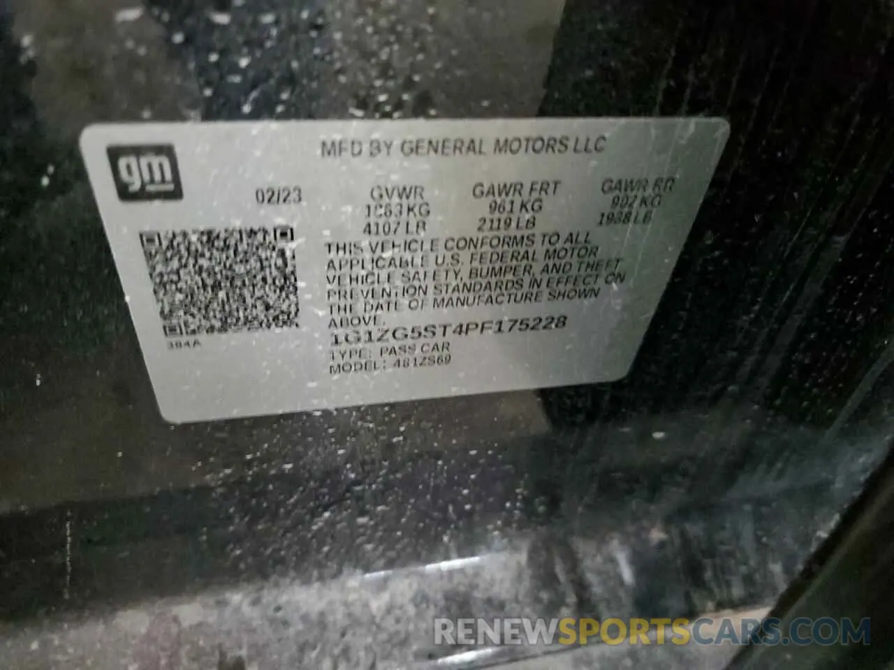 12 fotografías del automóvil dañado 1G1ZG5ST4PF175228 CHEVROLET MALIBU 2023