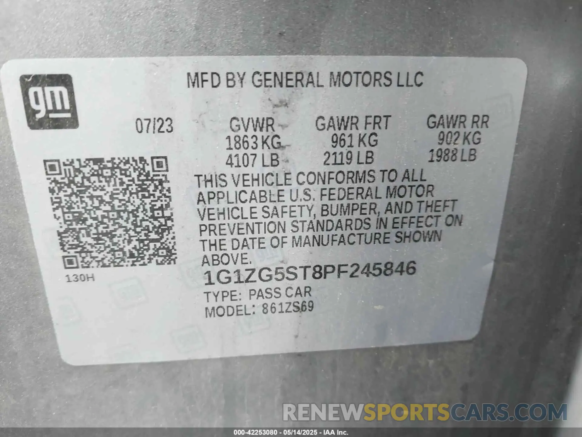 9 fotografías del automóvil dañado 1G1ZG5ST8PF245846 CHEVROLET MALIBU 2023