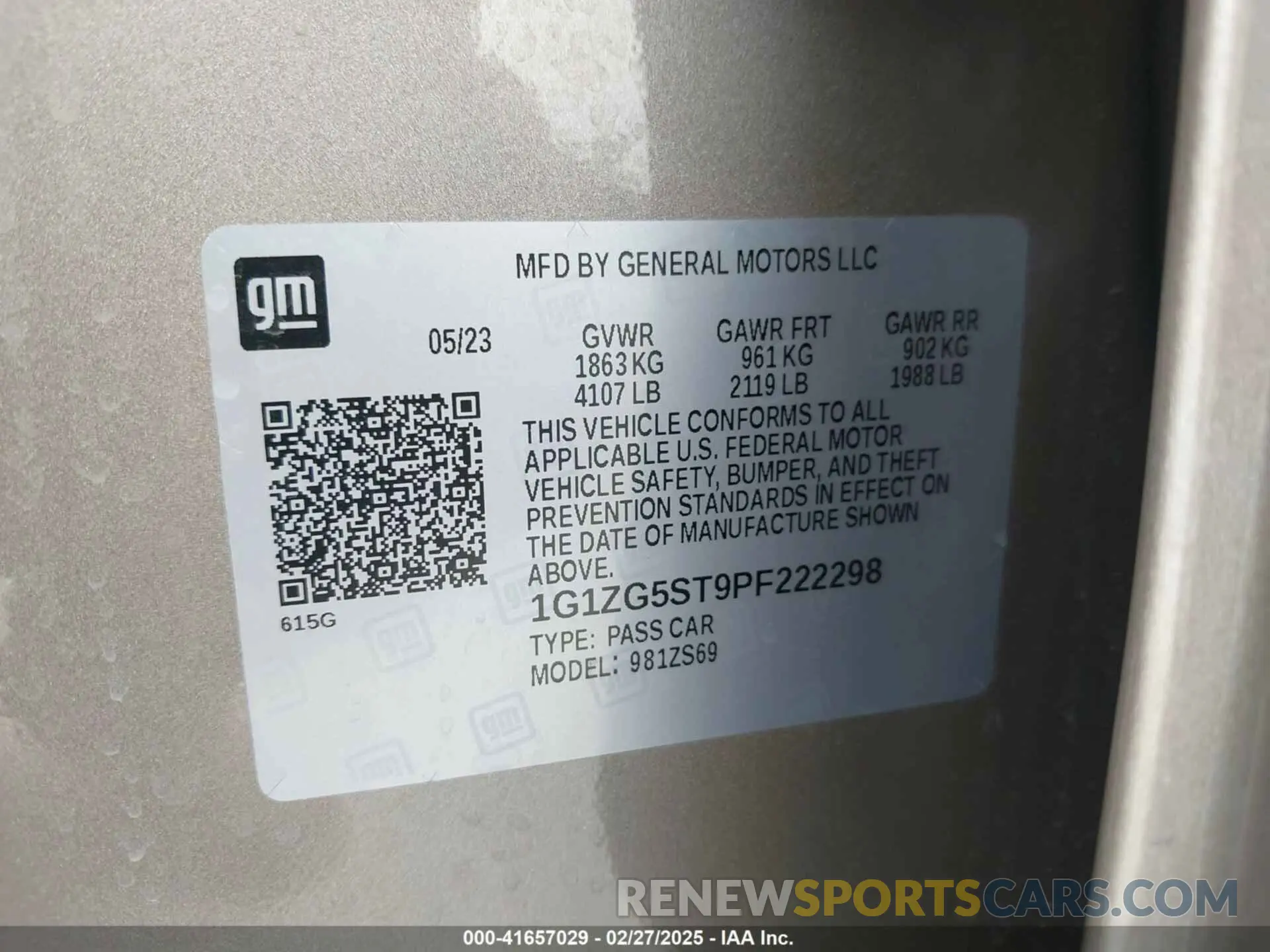 9 fotografías del automóvil dañado 1G1ZG5ST9PF222298 CHEVROLET MALIBU 2023