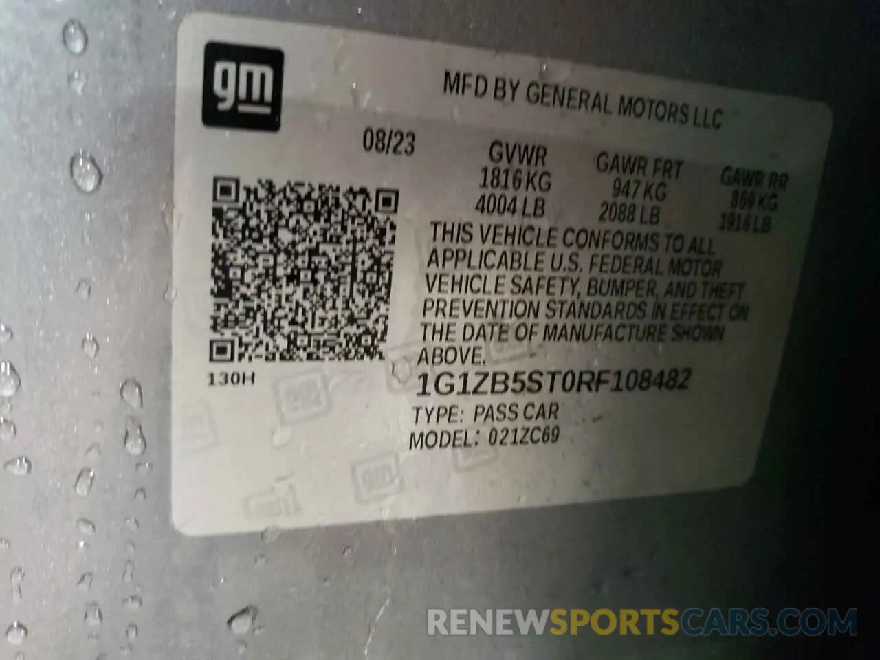 12 fotografías del automóvil dañado 1G1ZB5ST0RF108482 CHEVROLET MALIBU 2024