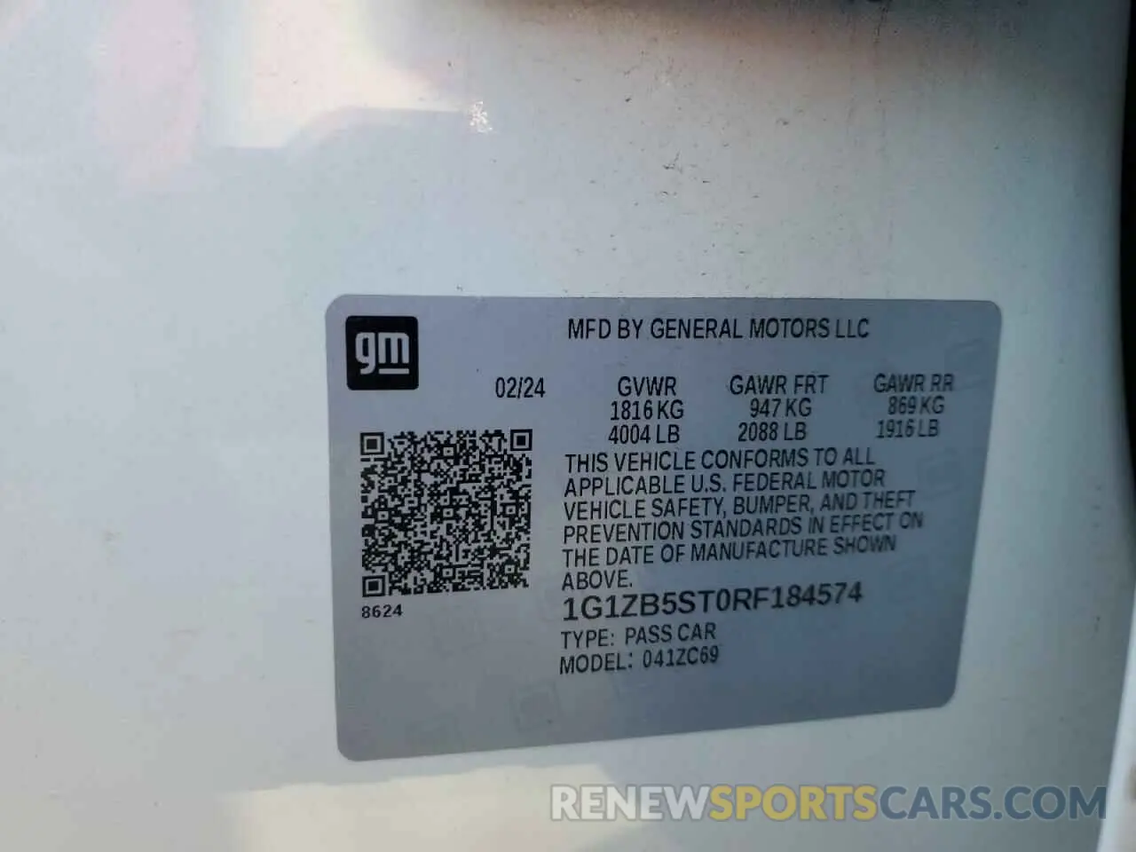 12 fotografías del automóvil dañado 1G1ZB5ST0RF184574 CHEVROLET MALIBU 2024