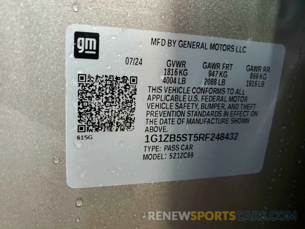 12 fotografías del automóvil dañado 1G1ZB5ST5RF248432 CHEVROLET MALIBU 2024