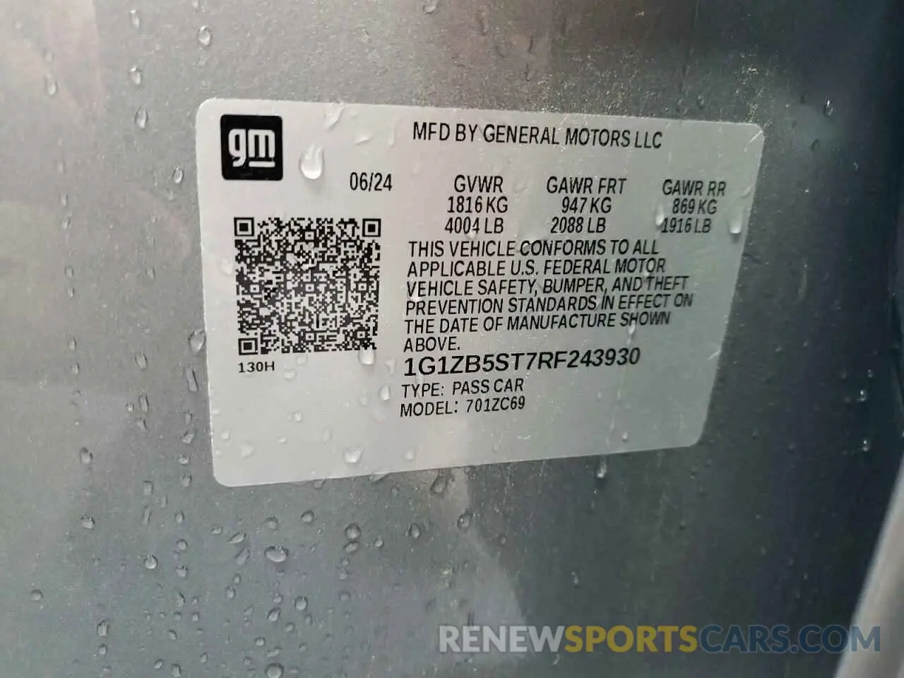 12 fotografías del automóvil dañado 1G1ZB5ST7RF243930 CHEVROLET MALIBU 2024