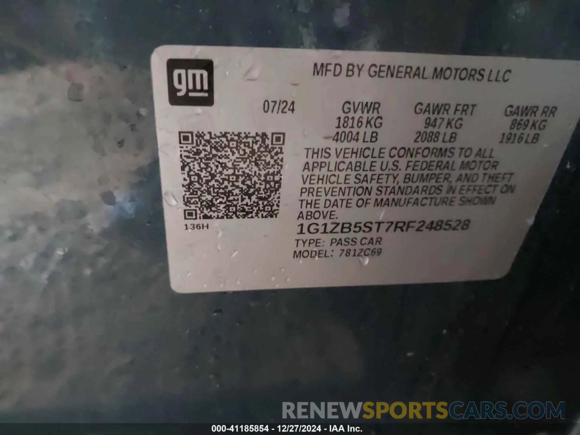9 fotografías del automóvil dañado 1G1ZB5ST7RF248528 CHEVROLET MALIBU 2024