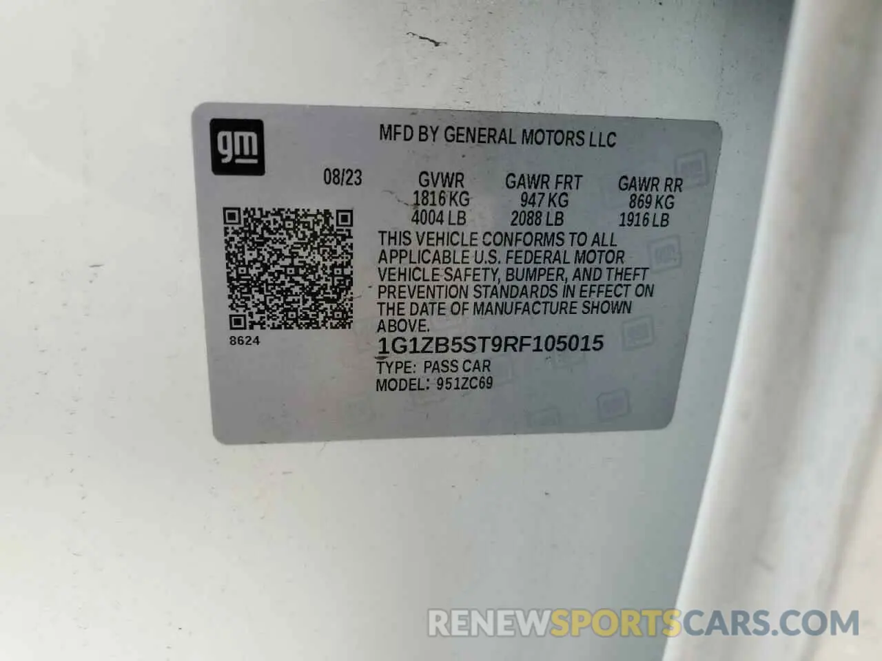 14 fotografías del automóvil dañado 1G1ZB5ST9RF105015 CHEVROLET MALIBU 2024