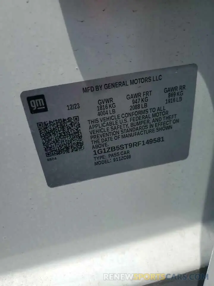 12 fotografías del automóvil dañado 1G1ZB5ST9RF149581 CHEVROLET MALIBU 2024