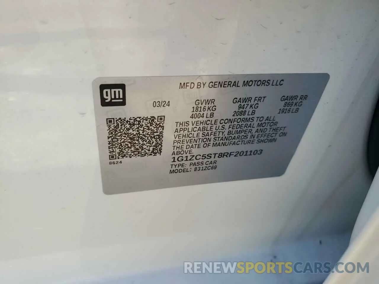 14 fotografías del automóvil dañado 1G1ZC5ST8RF201103 CHEVROLET MALIBU 2024