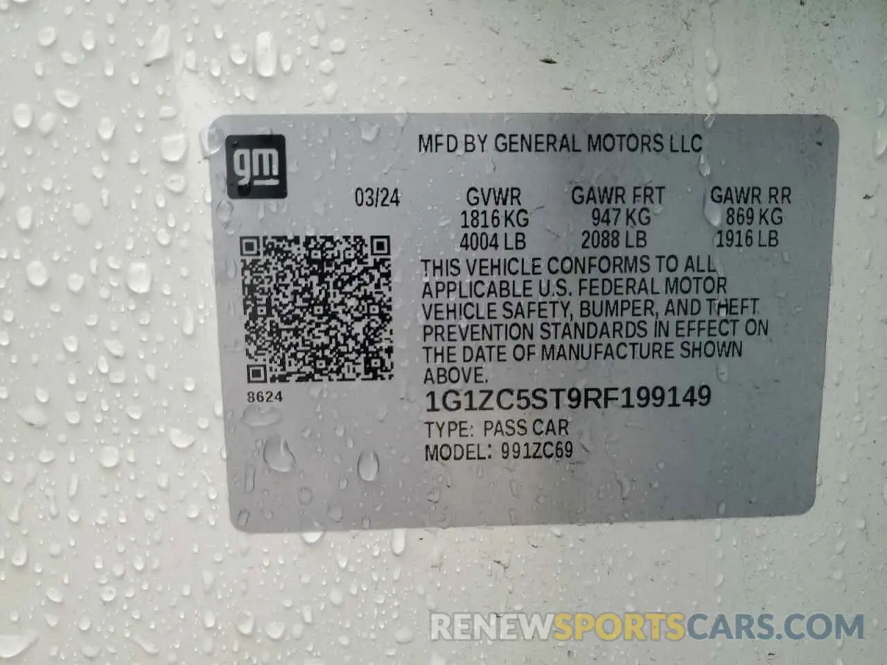 12 fotografías del automóvil dañado 1G1ZC5ST9RF199149 CHEVROLET MALIBU 2024
