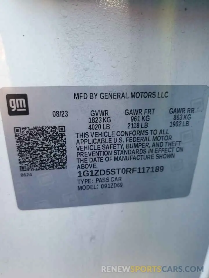 12 fotografías del automóvil dañado 1G1ZD5ST0RF117189 CHEVROLET MALIBU 2024