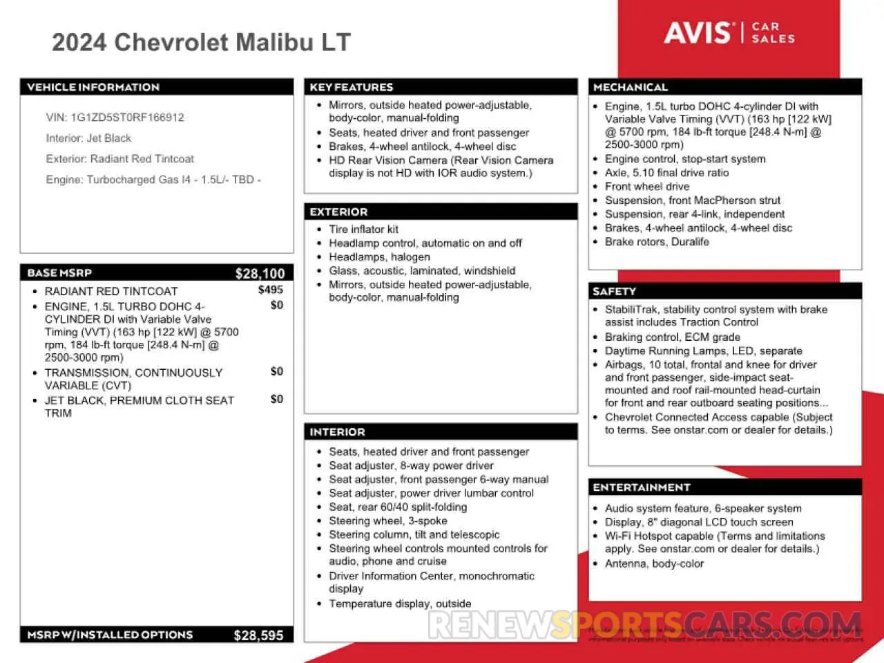 12 fotografías del automóvil dañado 1G1ZD5ST0RF166912 CHEVROLET MALIBU 2024
