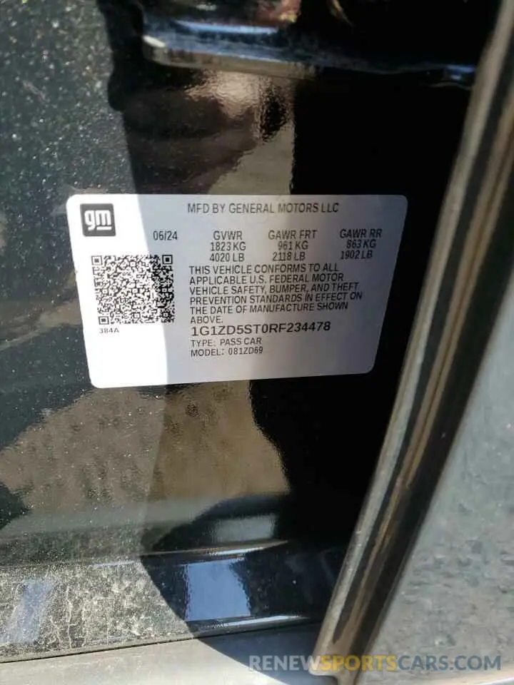 12 fotografías del automóvil dañado 1G1ZD5ST0RF234478 CHEVROLET MALIBU 2024