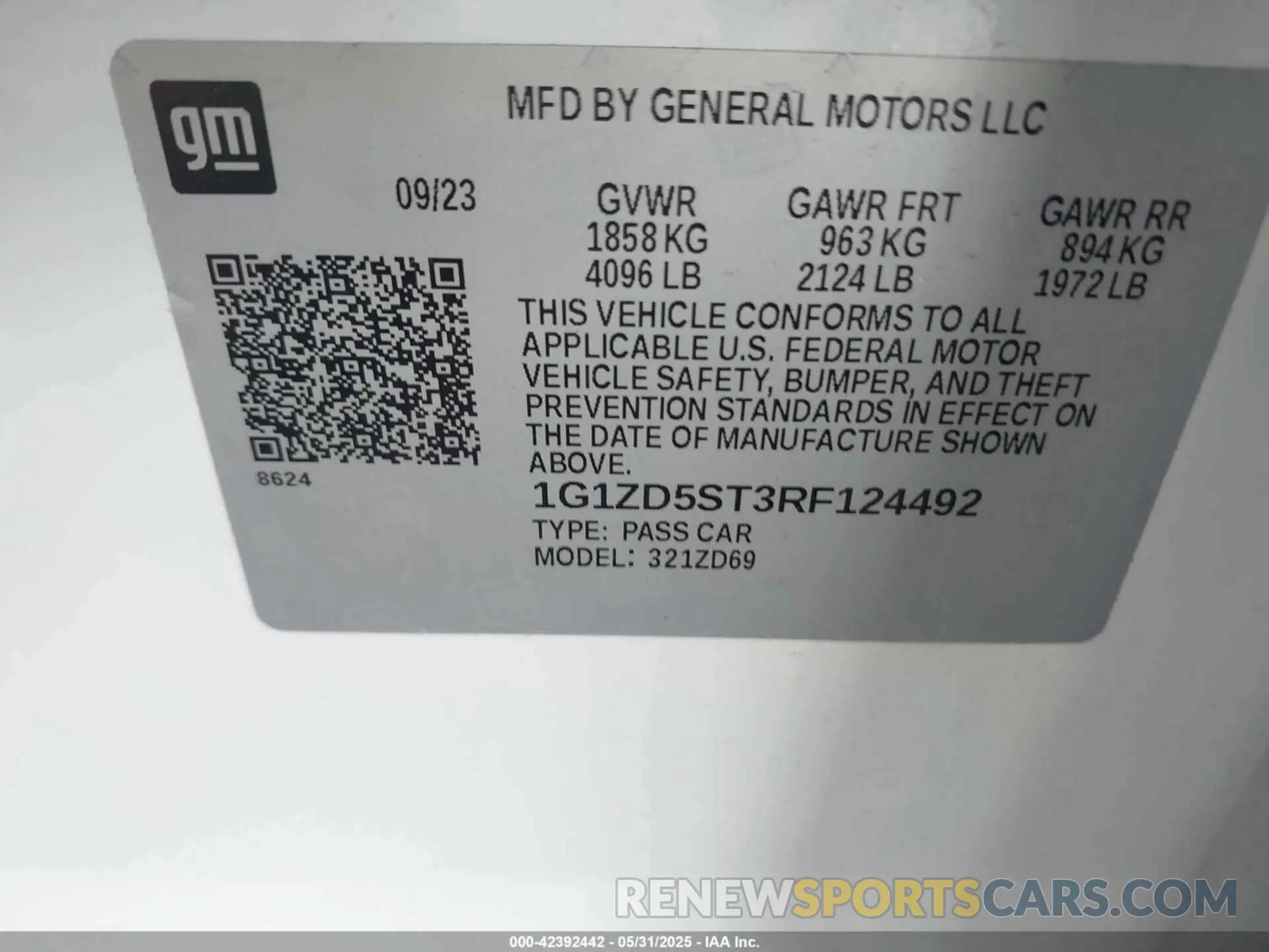 9 fotografías del automóvil dañado 1G1ZD5ST3RF124492 CHEVROLET MALIBU 2024