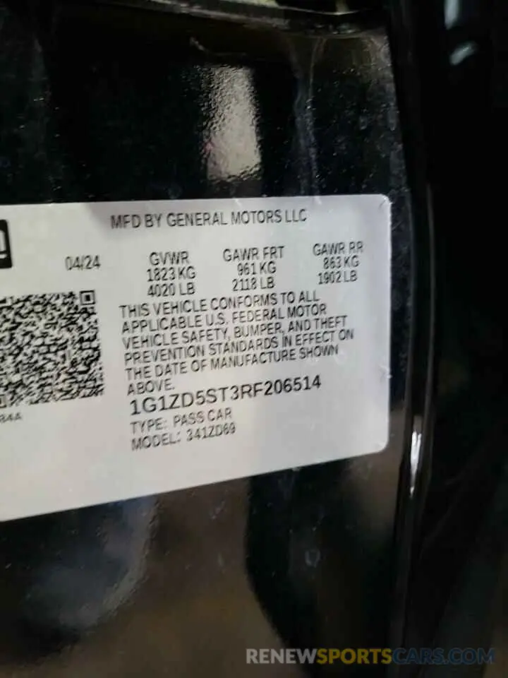 12 fotografías del automóvil dañado 1G1ZD5ST3RF206514 CHEVROLET MALIBU 2024