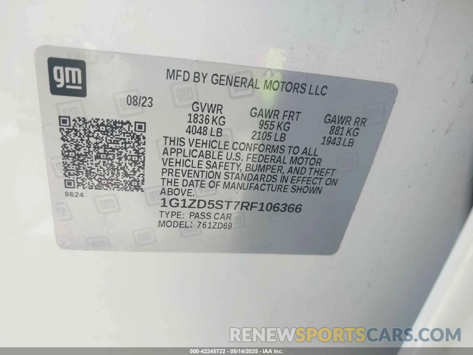 9 fotografías del automóvil dañado 1G1ZD5ST7RF106366 CHEVROLET MALIBU 2024