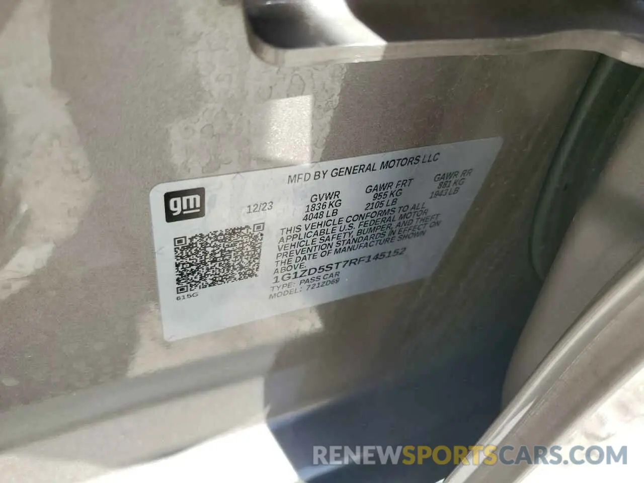 15 fotografías del automóvil dañado 1G1ZD5ST7RF145152 CHEVROLET MALIBU 2024