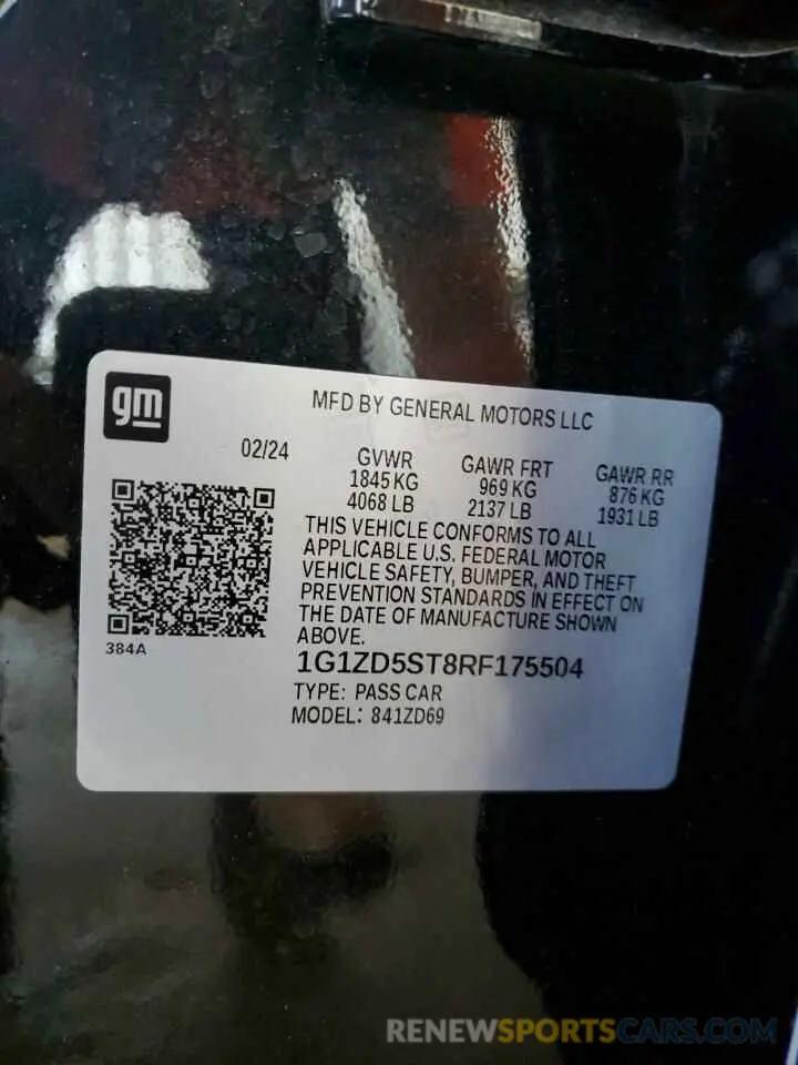 12 fotografías del automóvil dañado 1G1ZD5ST8RF175504 CHEVROLET MALIBU 2024