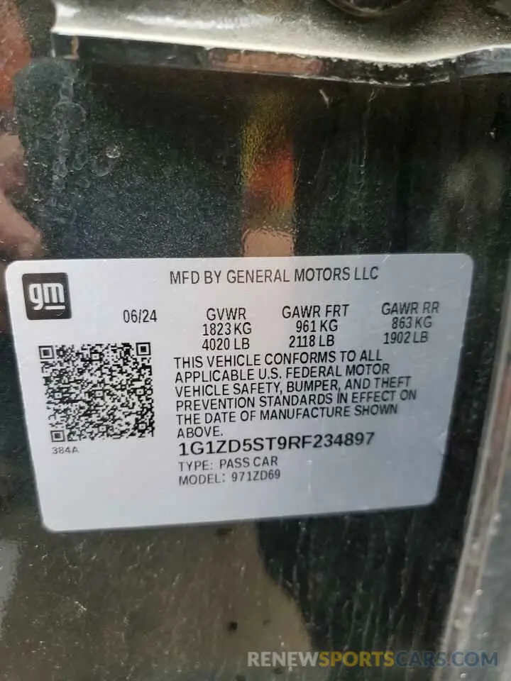 12 fotografías del automóvil dañado 1G1ZD5ST9RF234897 CHEVROLET MALIBU 2024