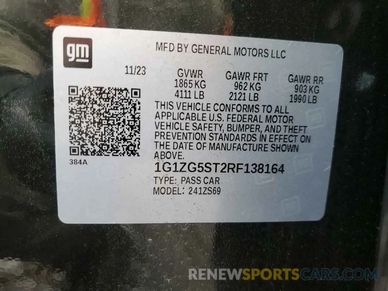 12 fotografías del automóvil dañado 1G1ZG5ST2RF138164 CHEVROLET MALIBU 2024