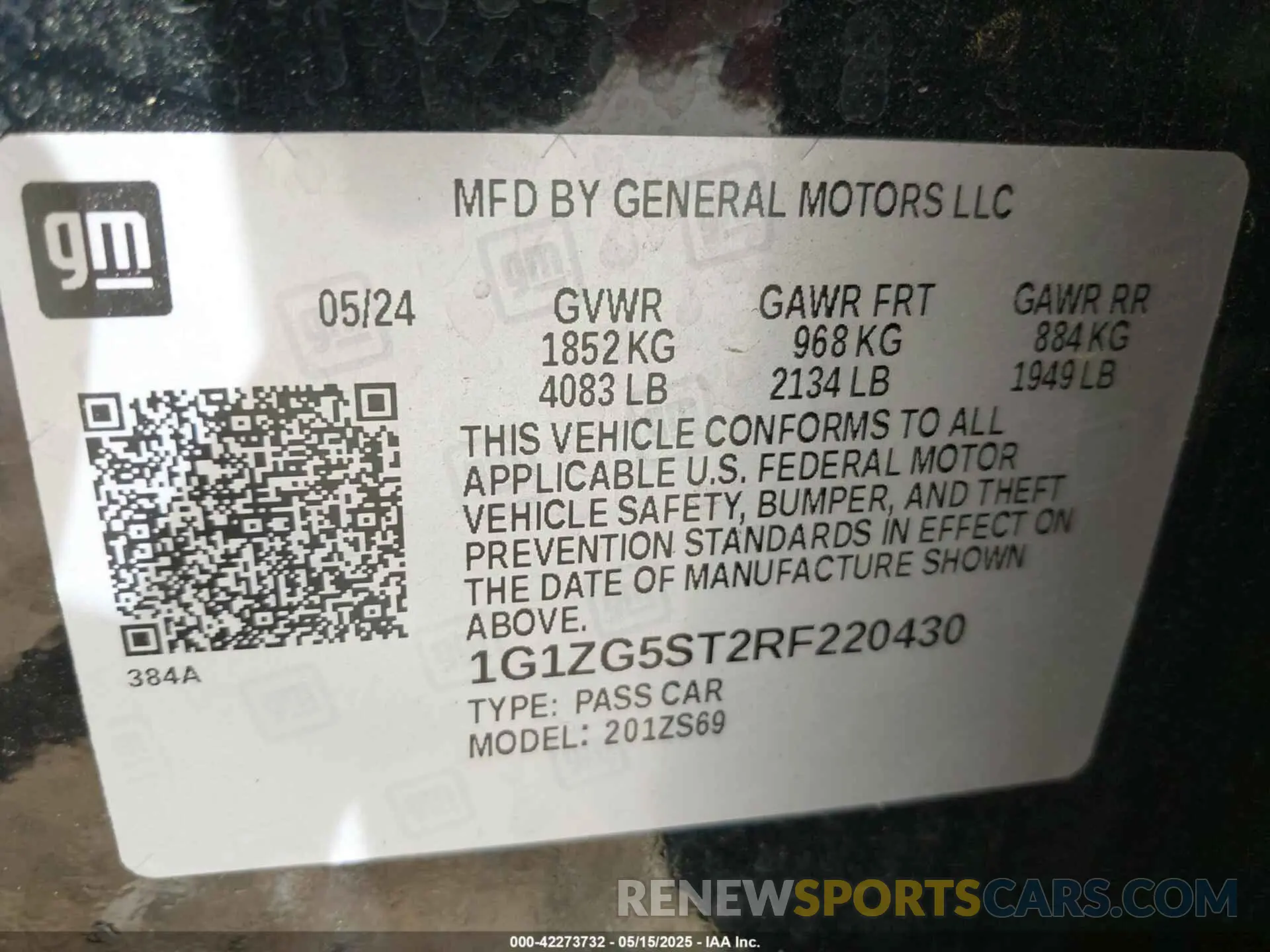 9 fotografías del automóvil dañado 1G1ZG5ST2RF220430 CHEVROLET MALIBU 2024