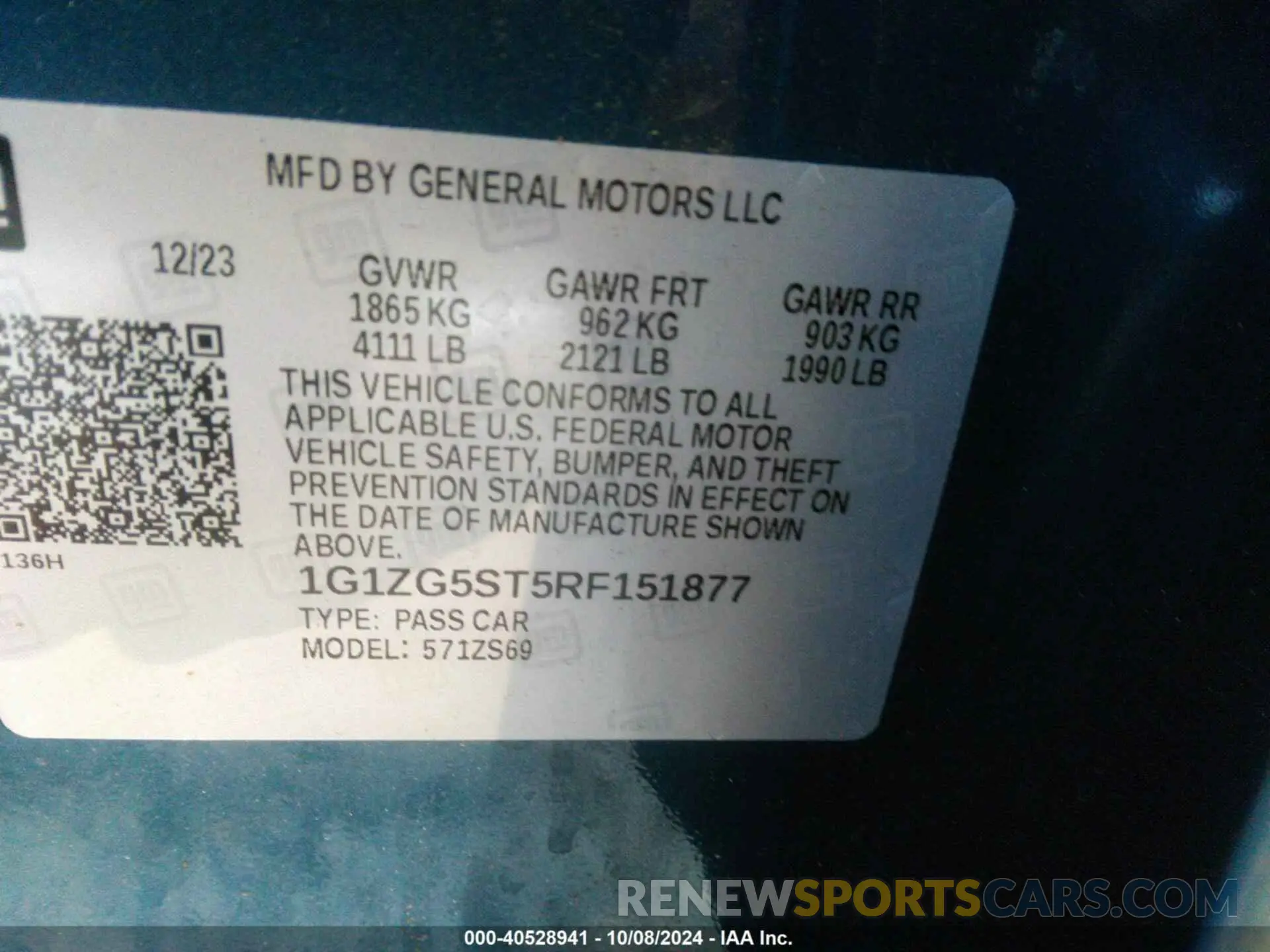 9 fotografías del automóvil dañado 1G1ZG5ST5RF151877 CHEVROLET MALIBU 2024