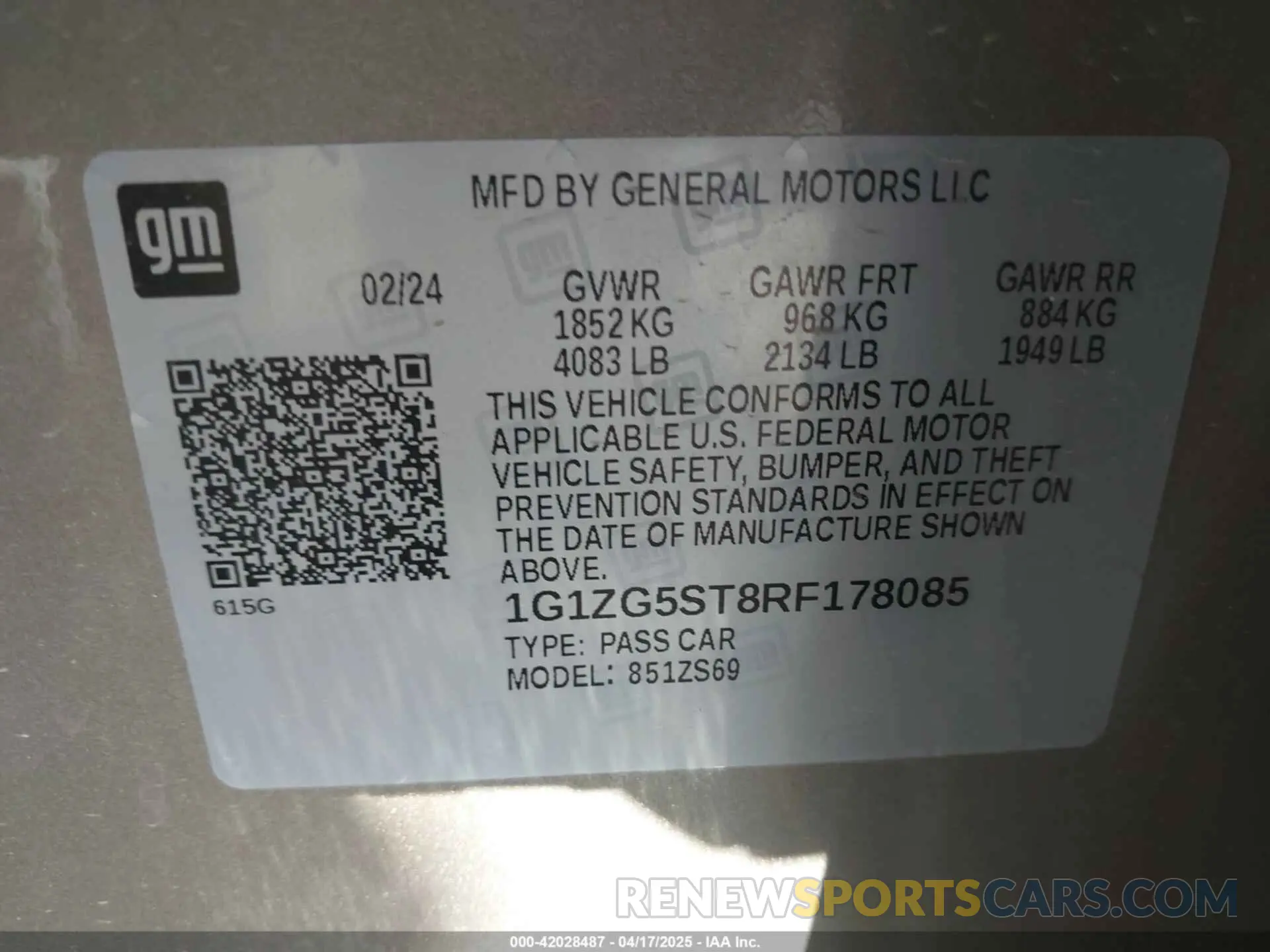 9 fotografías del automóvil dañado 1G1ZG5ST8RF178085 CHEVROLET MALIBU 2024