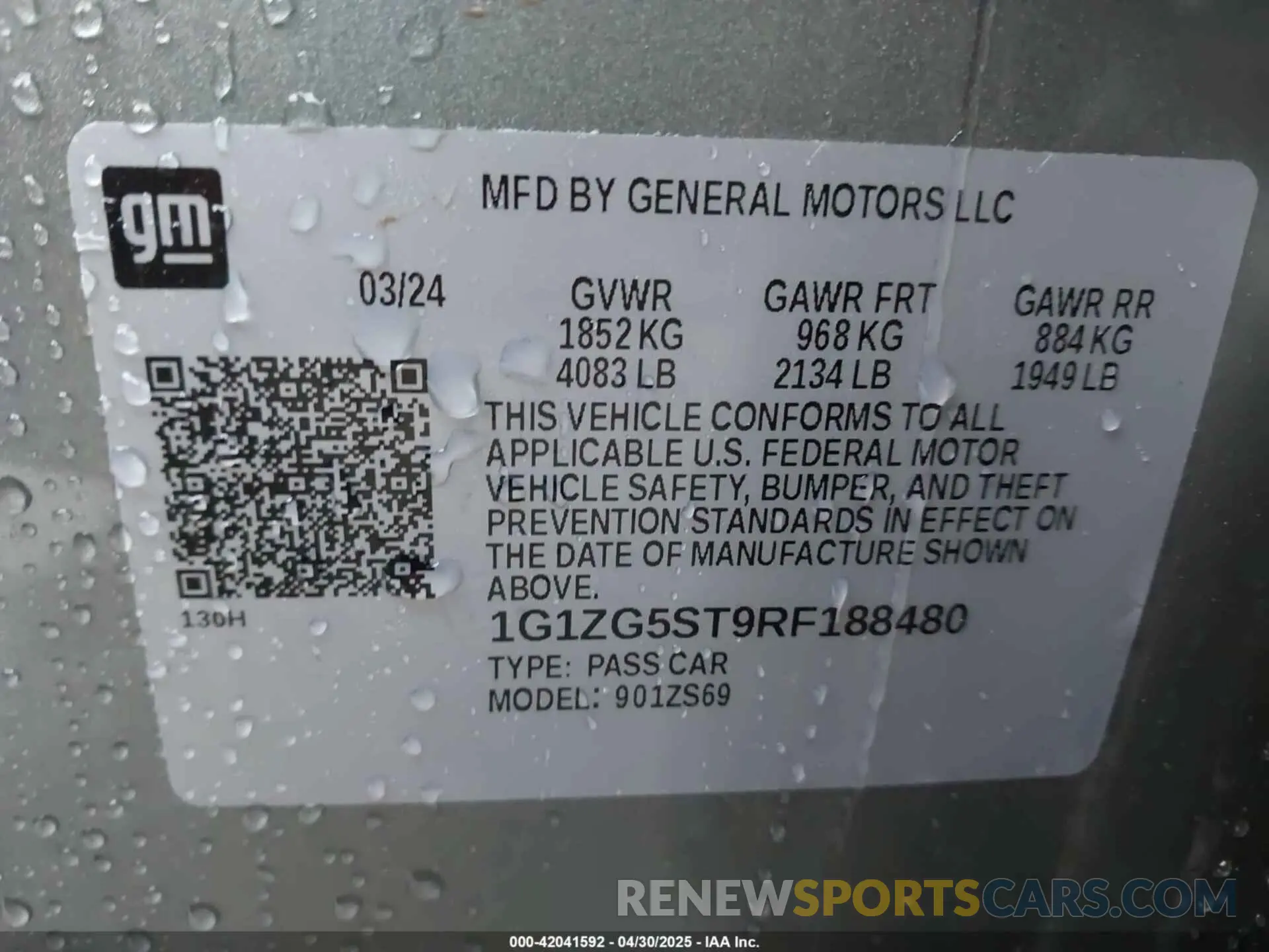 9 fotografías del automóvil dañado 1G1ZG5ST9RF188480 CHEVROLET MALIBU 2024